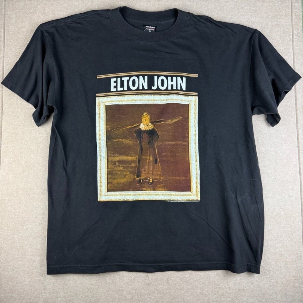 Vintage Elton John 1997 Big Picture Tour Tee XL Black Concert Single Stitch 90s